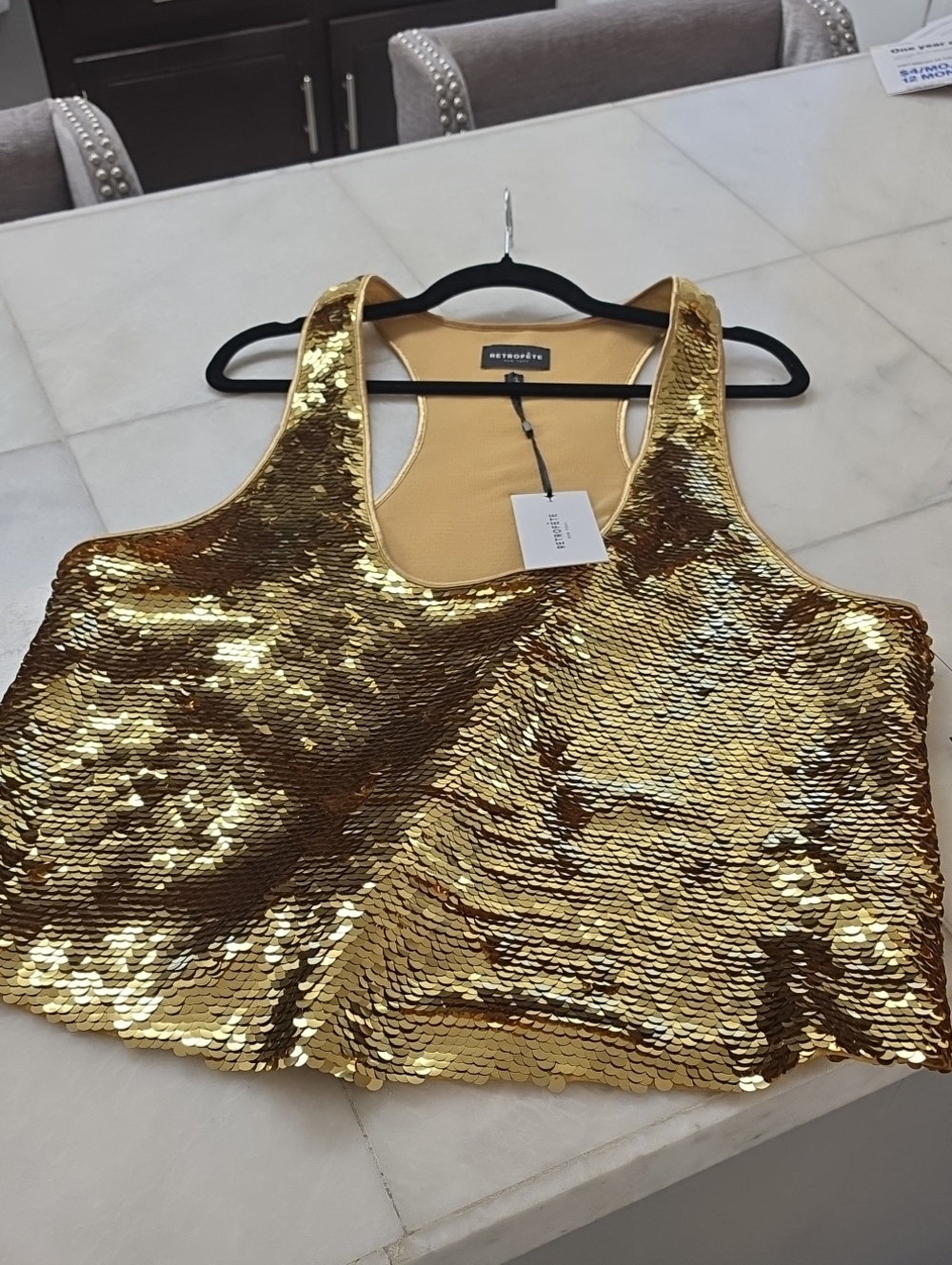 Retrofete Gold Sequin Tank Top